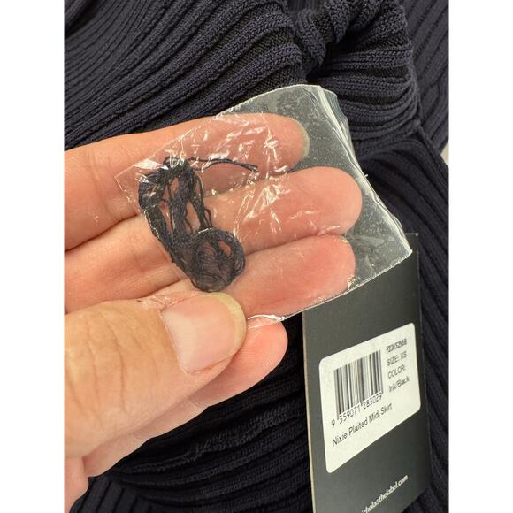 Nicholas Nixie Plaited Midi Skirt XS Ink Black Ribbed Knit High Waist Slit New - Picture 13 of 13